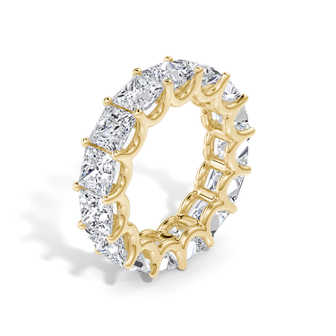 Just Brilliant Eternity Band, Full eternity / 7.5Ct / Princess in 18K Yellow Gold, upright view, unengraved.