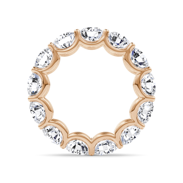Just Brilliant Eternity Band, Full eternity / 6.5Ct / Round Brilliant in 18K Rose Gold, profile view, unengraved.