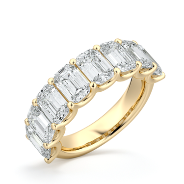Just Brilliant Eternity Band, Half eternity / 4.0Ct / Emerald in 18K Yellow Gold, oblique view, unengraved.