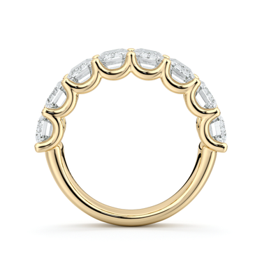 Just Brilliant Eternity Band, Half eternity / 4.0Ct / Emerald in 18K Yellow Gold, profile view, unengraved.