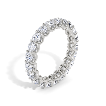 Just Brilliant Eternity Band, Full eternity / 2.0Ct / Round Brilliant in 18K White Gold, upright view, unengraved.