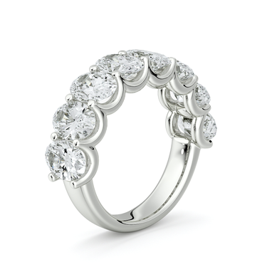 Just Brilliant Eternity Band, Half eternity / 4.0Ct / Oval in 18K White Gold, upright view, unengraved.