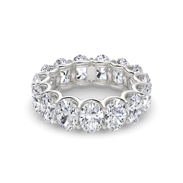 Just Brilliant Eternity Band, Full eternity / 7.5Ct / Oval in 18K White Gold, front view, unengraved.