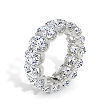 Just Brilliant Eternity Band, Full eternity / 7.5Ct / Oval in 18K White Gold, upright view, unengraved.