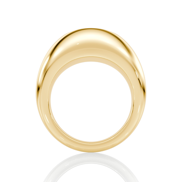 Just Brilliant oval dome band in 18K Yellow Gold, profile view.
