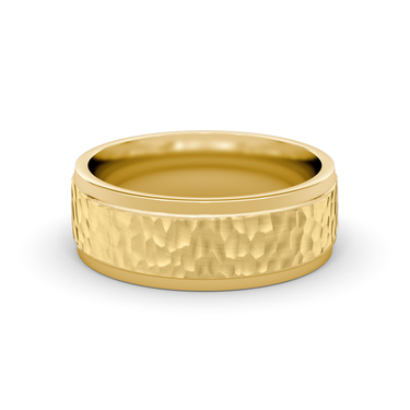 Just Brilliant Hammered Band in 18K Yellow Gold, front