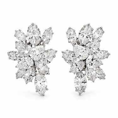 Feuillage de Lumière Diamond Earclips in 18K white gold by Just Brilliant — Front view