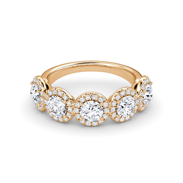 Just Brilliant Five Stone Halo Band — Round Brilliant — 18K Rose Gold — front view