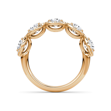 Just Brilliant Five Stone Halo Band — Round Brilliant — 18K Rose Gold — profile view
