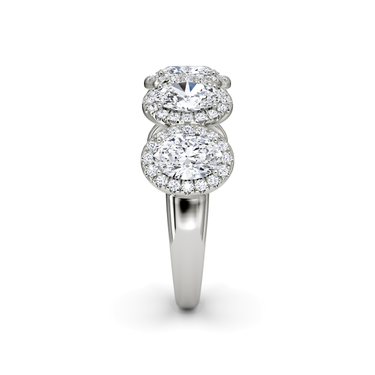Just Brilliant Five Stone Halo Band — Oval — 18K White Gold — side view