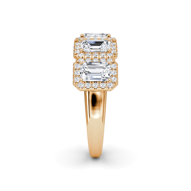 Just Brilliant Five Stone Halo Band — Emerald — 18K Rose Gold — side view