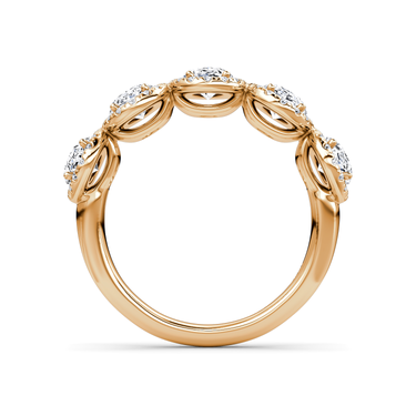 Just Brilliant Five Stone Halo Band — Oval — 18K Rose Gold — profile view