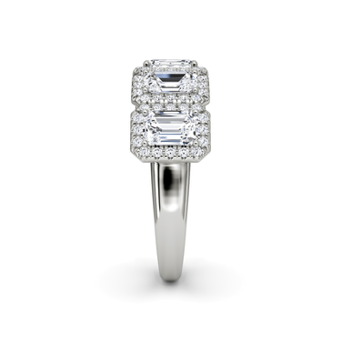 Just Brilliant Five Stone Halo Band — Emerald — 18K White Gold — side view