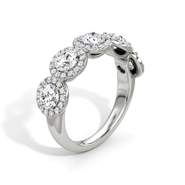 Just Brilliant Five Stone Halo Band — Round Brilliant — 18K White Gold — upright view