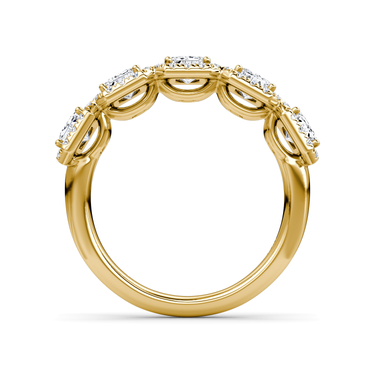 Just Brilliant Five Stone Halo Band — Emerald — 18K Yellow Gold — profile view