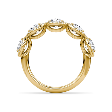 Just Brilliant Five Stone Halo Band — Round Brilliant — 18K Yellow Gold — profile view