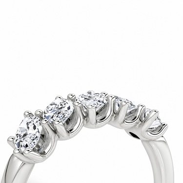 Just Brilliant Five Stone Diamond Band, Large version with Marquise diamonds in 18K white gold, detail view. #jb-five-stone_large_marquise_18k-white-gold_detail