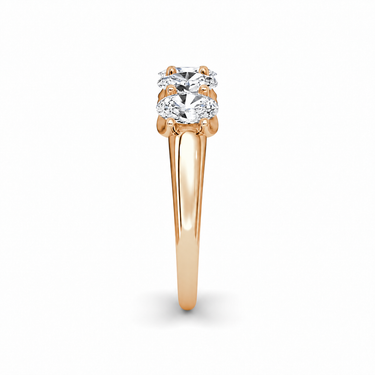 Just Brilliant Five Stone Diamond Band, Large version with Oval diamonds in 18K rose gold, side view. #jb-five-stone_large_oval_18k-rose-gold_side