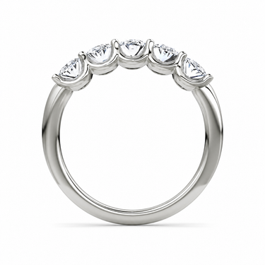 Just Brilliant Five Stone Diamond Band, Large version with Oval diamonds in 18K white gold, profile view. #jb-five-stone_large_oval_18k-white-gold_profile
