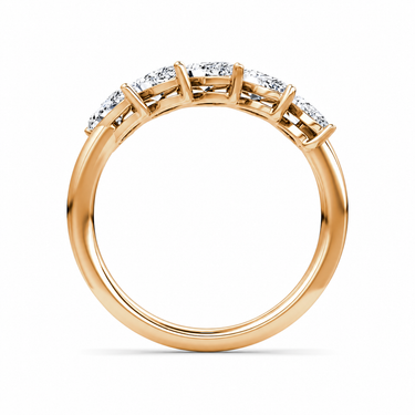 Just Brilliant Five Stone Diamond Band, Large version with Pear diamonds in 18K rose gold, profile view. #jb-five-stone_large_pear_18k-rose-gold_profile