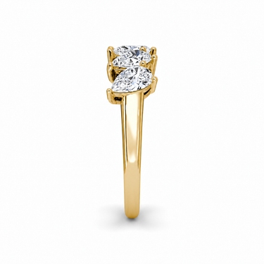 Just Brilliant Five Stone Diamond Band, Large version with Pear diamonds in 18K yellow gold, side view. #jb-five-stone_large_pear_18k-yellow-gold_side