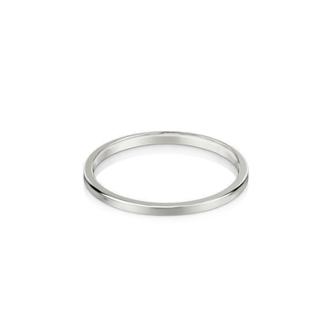 Just Brilliant 1.5mm Flat Wedding Band in 18K White Gold, front view