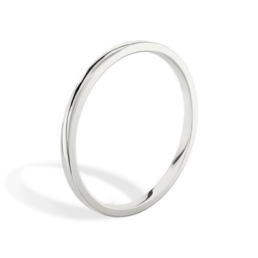 Just Brilliant 1.5mm Flat Wedding Band in 18K White Gold, upright view