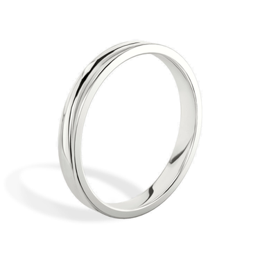 Just Brilliant 3mm Flat Wedding Band in 18K White Gold, upright view