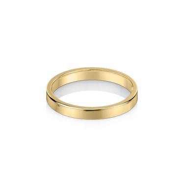 Just Brilliant 3mm Flat Wedding Band in 18K Yellow Gold, front view