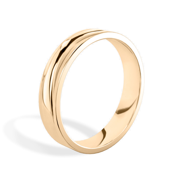 Just Brilliant 4.5mm Flat Wedding Band in 18K Rose Gold, upright view