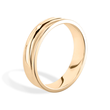 Just Brilliant 5mm Flat Wedding Band in 18K Rose Gold, upright view