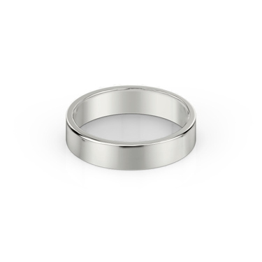 Just Brilliant 5mm Flat Wedding Band in 18K White Gold, front view