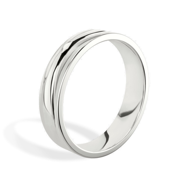 Just Brilliant 5mm Flat Wedding Band in 18K White Gold, upright view