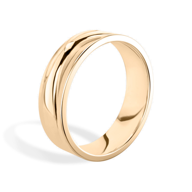 Just Brilliant 6mm Flat Wedding Band in 18K Rose Gold, upright view