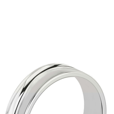 Just Brilliant 6mm Flat Wedding Band in 18K White Gold, detail view