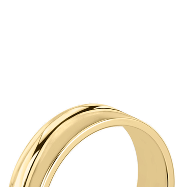 Just Brilliant 6mm Flat Wedding Band in 18K Yellow Gold, detail view