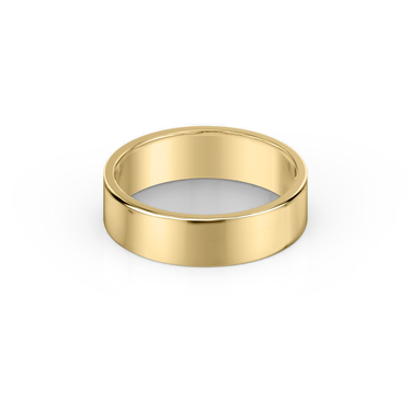 Just Brilliant 6mm Flat Wedding Band in 18K Yellow Gold, front view