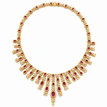 Floraison de Rubis Necklace by Just Brilliant — reverse setting detail in 18K yellow gold