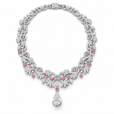 Floraison Rose Diamond Necklace by Just Brilliant — full