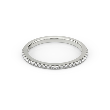 Just Brilliant Half Pavé Band, original, 18K White Gold, front