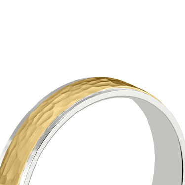 Just Brilliant Hammered Band, 4.5mm, 18K White Gold and Yellow Gold, detail view, unengraved