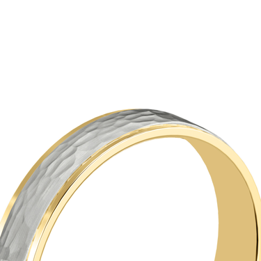 Just Brilliant Hammered Band, 4.5mm, 18K Yellow Gold and White Gold, detail view, unengraved