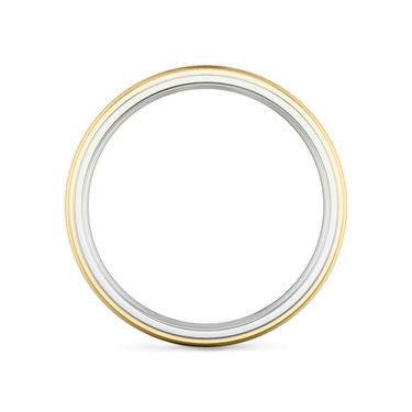 Just Brilliant Hammered Band, 7.5mm, 18K White Gold and Yellow Gold, profile view, unengraved