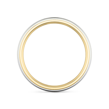 Just Brilliant Hammered Band, 7.5mm, 18K Yellow Gold and White Gold, profile view, unengraved
