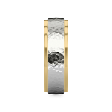 Just Brilliant Hammered Band, 7.5mm, 18K Yellow Gold and White Gold, side view, unengraved