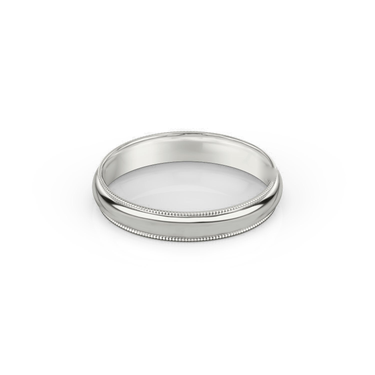 Just Brilliant 4mm Milgrain Wedding Band in 18K White Gold, front view