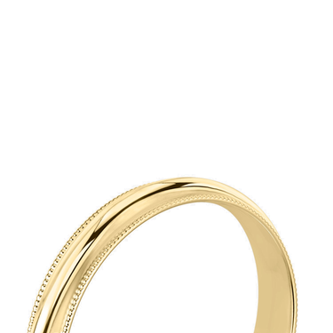 Just Brilliant 4mm Milgrain Wedding Band in 18K Yellow Gold, detail view