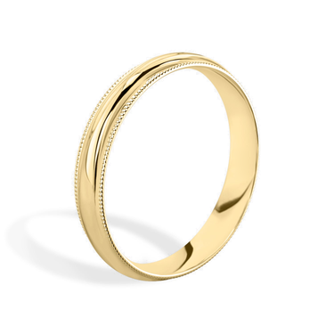 Just Brilliant 4mm Milgrain Wedding Band in 18K Yellow Gold, upright view