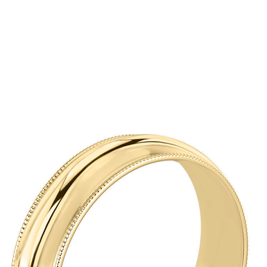 Just Brilliant 6mm Milgrain Wedding Band in 18K Yellow Gold, detail view