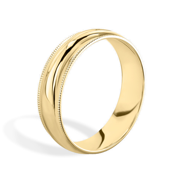 Just Brilliant 6mm Milgrain Wedding Band in 18K Yellow Gold, upright view